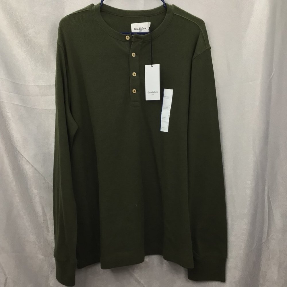 Goodfellow & Co. 1/4 button Long Sleeve Thermal Green Size Large NWT